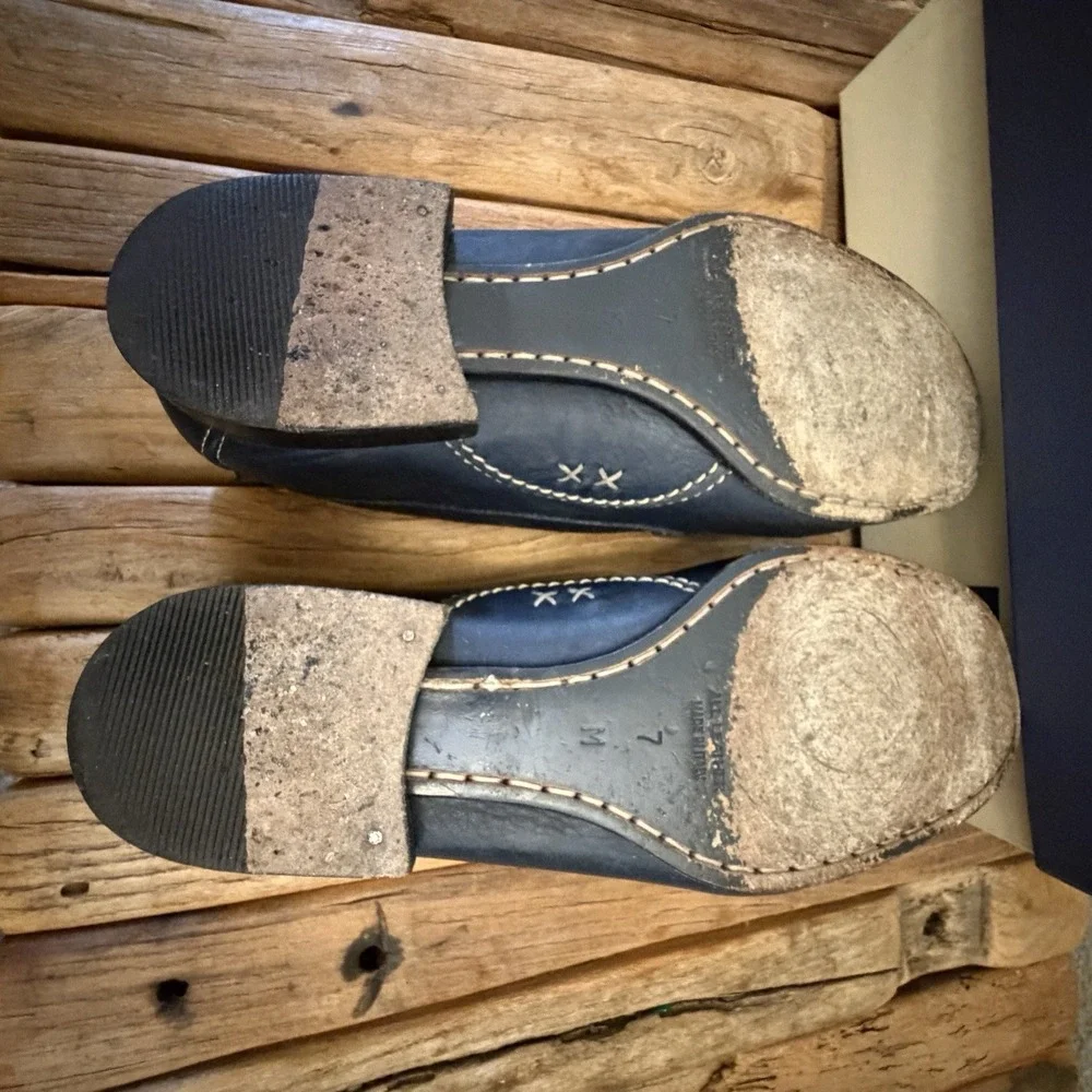 Facconable Navy Blue Leather Driving Moccasins Loafers Women Size 7 M
